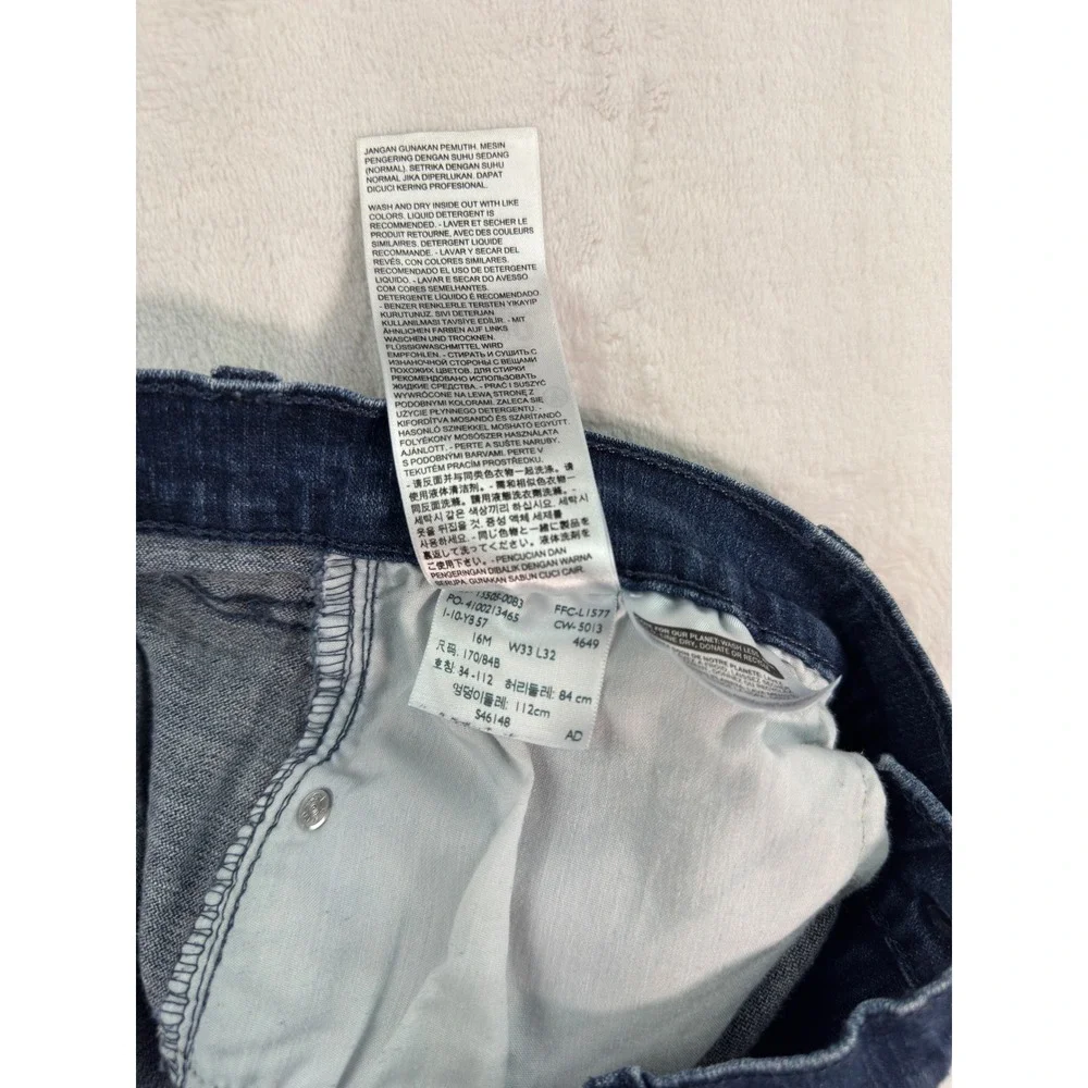 Levis 505 Straight Leg Jeans Dark Wash Blue Denim Mens 16M W33 L32